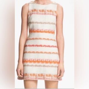 Alice + Olivia Strapless Dress in Orange and Pink Stripes